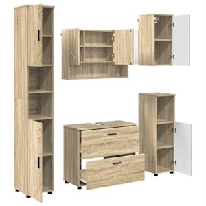 vidaXL Vannitoa m&ouml;&ouml;bleset 5 tk Sonoma tamm 35 x 30 x 192 cm