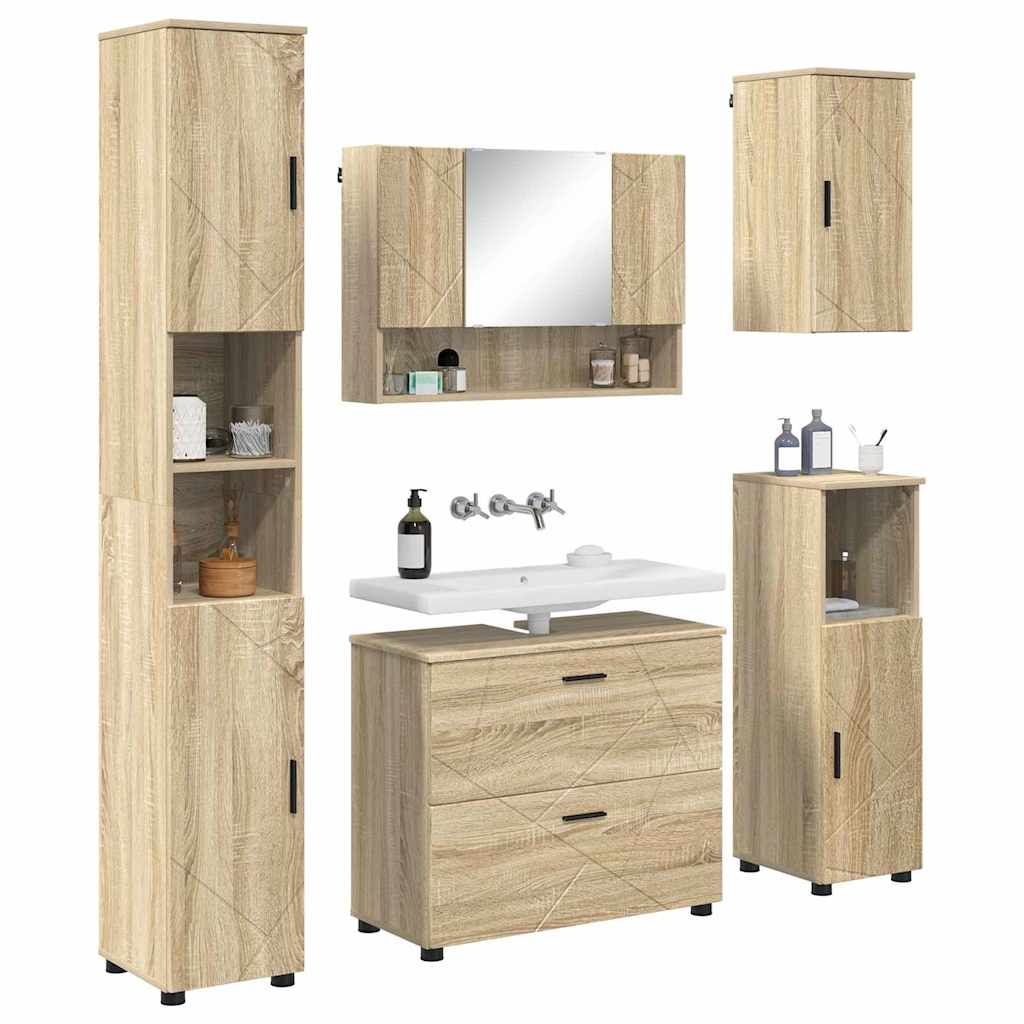vidaXL Badkamermeubelset met lade 5 pcs Sonoma eiken 30 x 35 x 192 cm