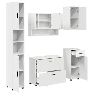vidaXL Vannitoa m&ouml;&ouml;bleset 5 tk Valge 35 x 30 x 192 cm