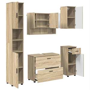 vidaXL Vannitoa m&ouml;&ouml;bleset 5 tk Sonoma tamm 35 x 30 x 192 cm