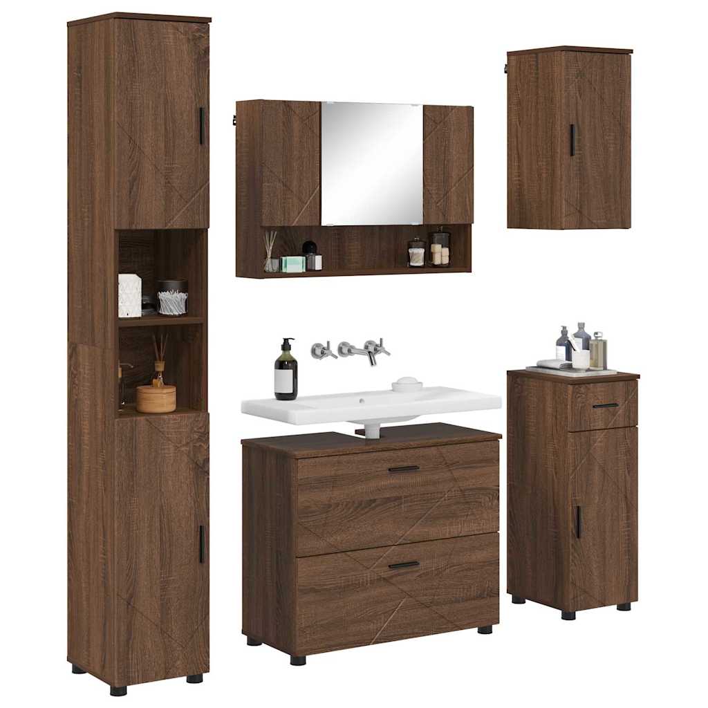 vidaXL Badkamermeubelset 5 pcs bruin eikenkleur 30 x 35 x 192 cm