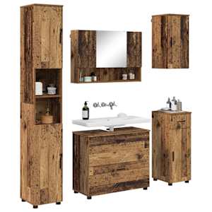 Sada koupelnového nábytku 5 ks Staré dřevo 35 x 30 x 192 cm - obrázek 3