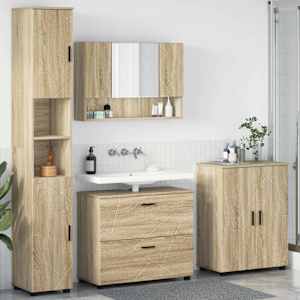 Sada koupelnového nábytku 4 pcs Sonoma dub Skládané dřevo a kov