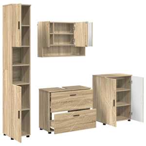 vidaXL Vannitoa m&ouml;&ouml;bleset 4 tk Sonoma tamm 35 x 30 x 192 cm