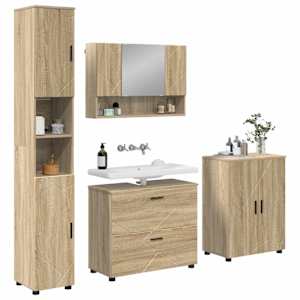 Sada koupelnového nábytku 4 pcs Sonoma dub Skládané dřevo a kov - obrázek 3