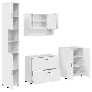 vidaXL Vannitoa m&ouml;&ouml;bleset 4 tk Kergelt l&auml;ikiv valge 35 x 30 x 192 cm