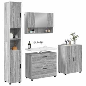 Sada koupelnového nábytku se zásuvkou 4 pcs Šedá Sonoma - obrázek 3