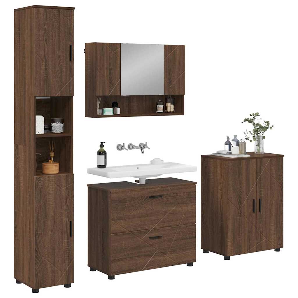 vidaXL Badkamermeubelset 4 pcs bruin eikenkleur 30 x 35 x 192 cm