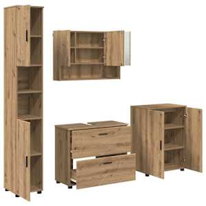 vidaXL Vannitoa m&ouml;&ouml;bleset 4 tk K&auml;sit&ouml;&ouml;puu 35 x 30 x 192 cm