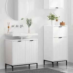 Sada koupelnového nábytku 2 pcs Bílá Skládané dřevo a kov - obrázek 4