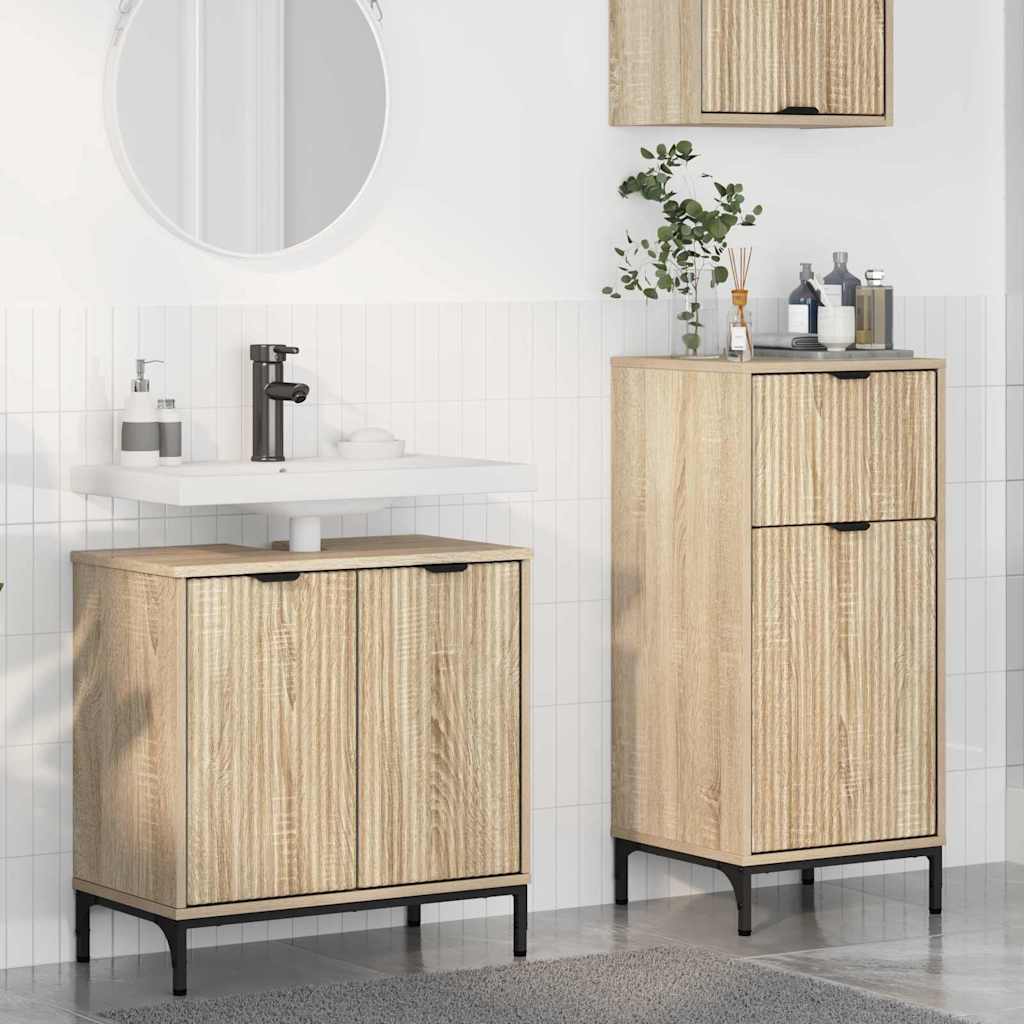 vidaXL Badezimmermöbel Set Plaid 2 pcs Sonoma Eiche 39,5 x 36 x 88 cm