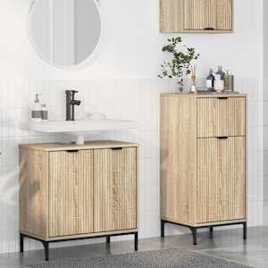 Sada koupelnového nábytku 2 pcs Sonoma dub Skládané dřevo a kov