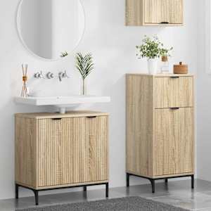 Sada koupelnového nábytku 2 pcs Sonoma dub Skládané dřevo a kov - obrázek 4