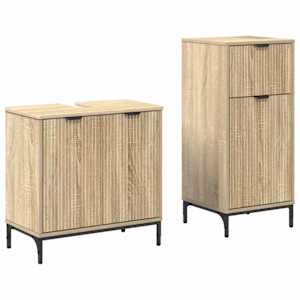 Sada koupelnového nábytku 2 pcs Sonoma dub Skládané dřevo a kov - obrázek 2
