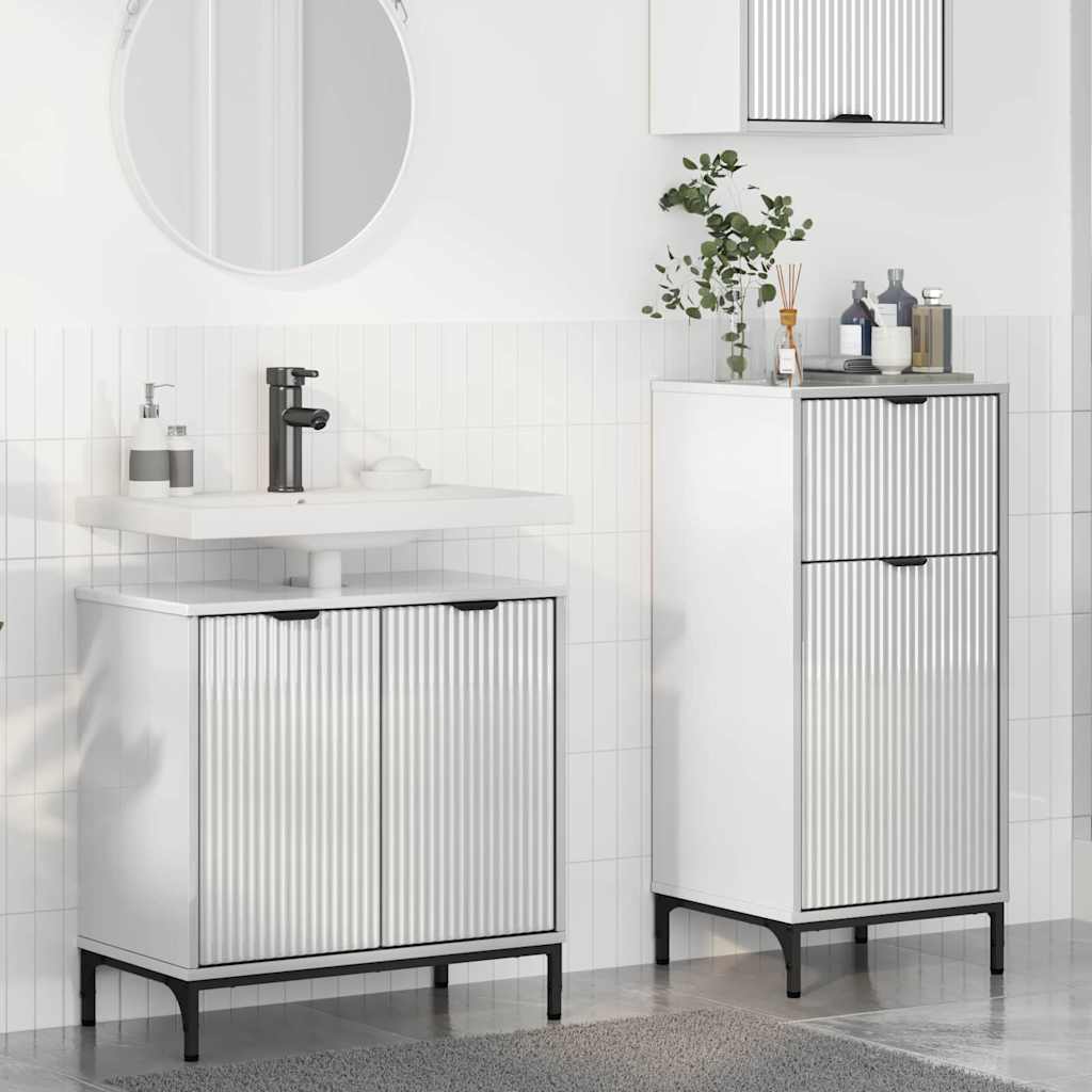 vidaXL Badezimmermöbel Set 2 pcs Hochglanz-Weiß 39,5 x 36 x 88 cm