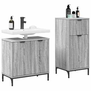 Sada koupelnového nábytku se zásuvkou 2 pcs Šedá Sonoma - obrázek 3