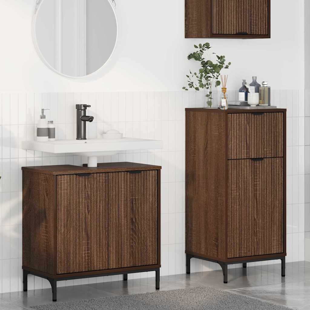 vidaXL Badezimmermöbel Set Plaid 2 pcs Braune Eiche 39,5 x 36 x 88 cm
