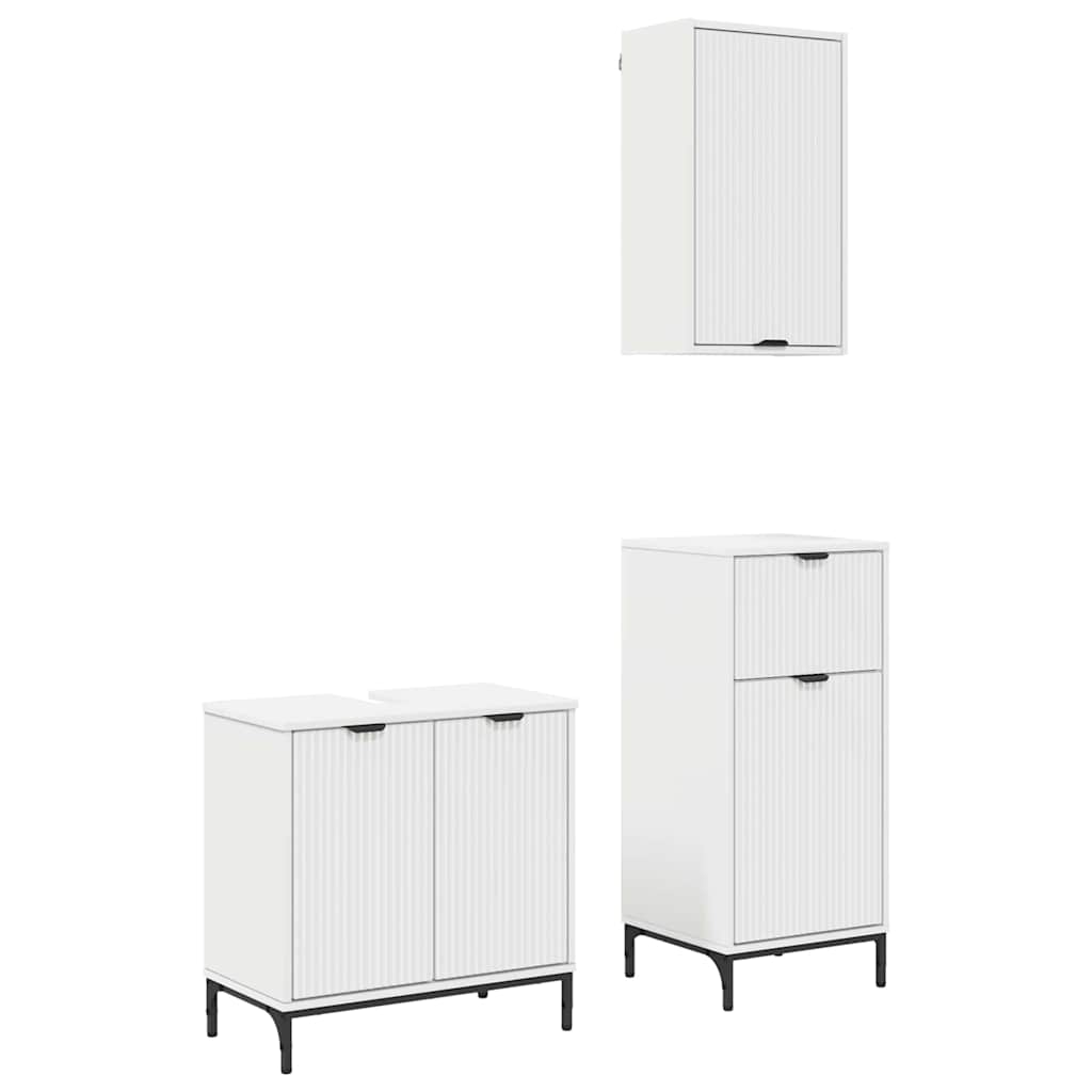 Kylpyhuonekalustesetti ovella 3 pcs Valkoinen 39.5 x 36 x 88 cm
