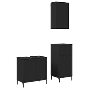 vidaXL Vannitoa m&ouml;&ouml;bleset 3 tk Must 39,5 x 36 x 88 cm