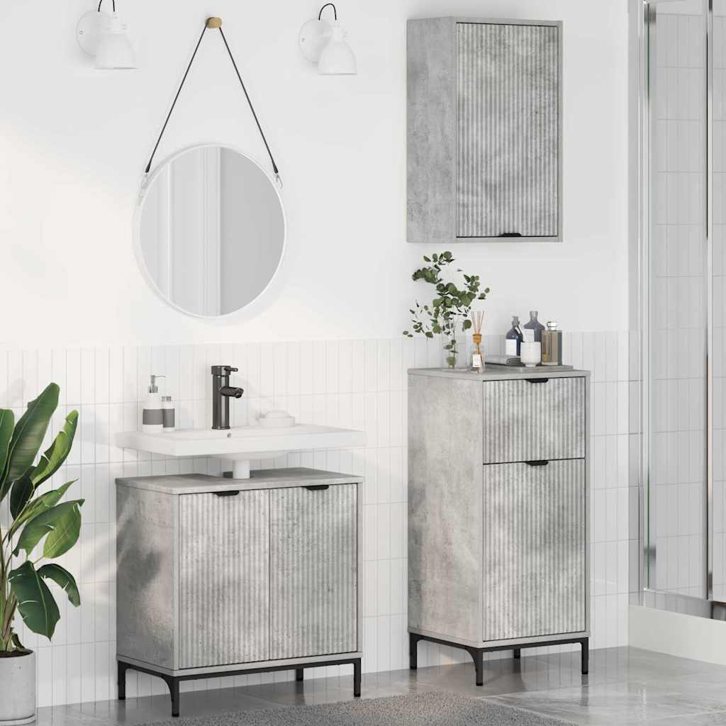 vidaXL Badezimmermöbel Set mit Regal 3 pcs Betongrau 39,5 x 36 x 88 cm