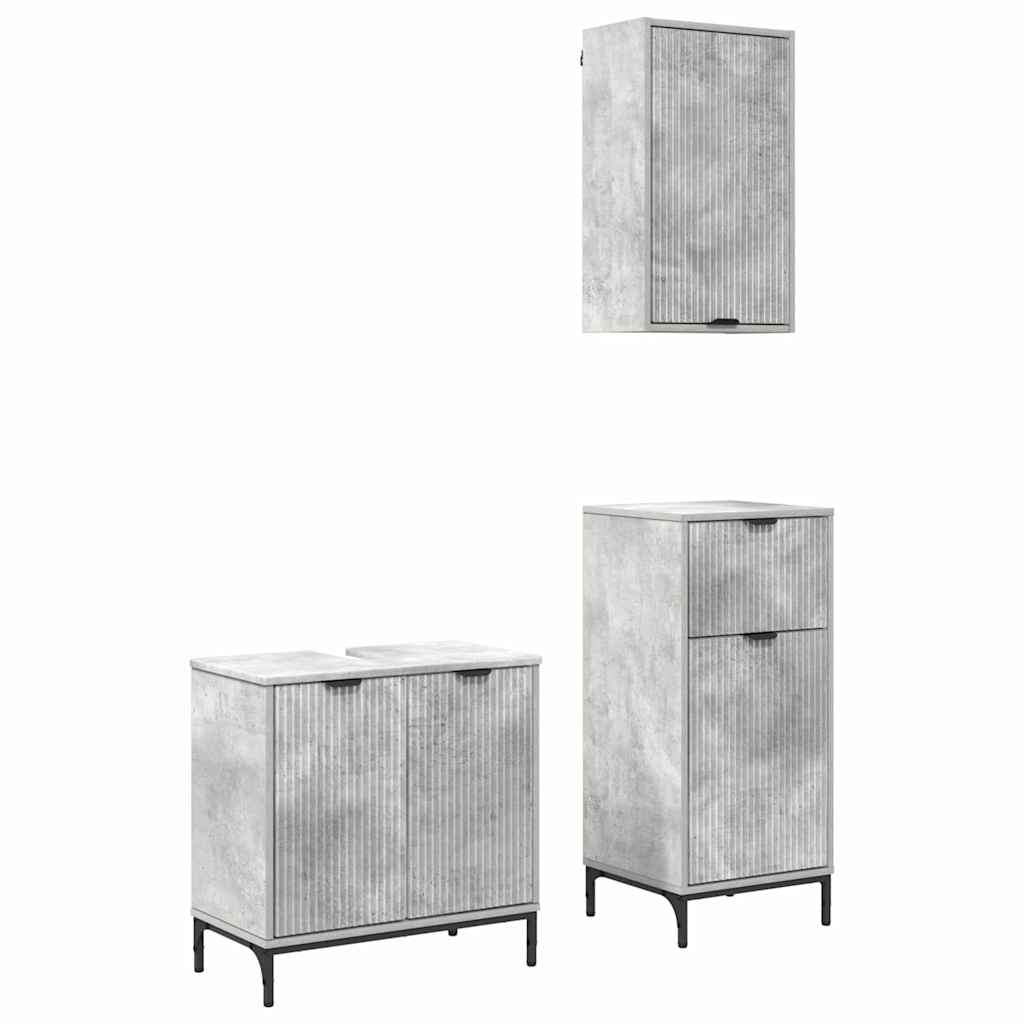 Kylpyhuonekalustesetti 3 pcs Betoninharmaa 39.5 x 36 x 88 cm