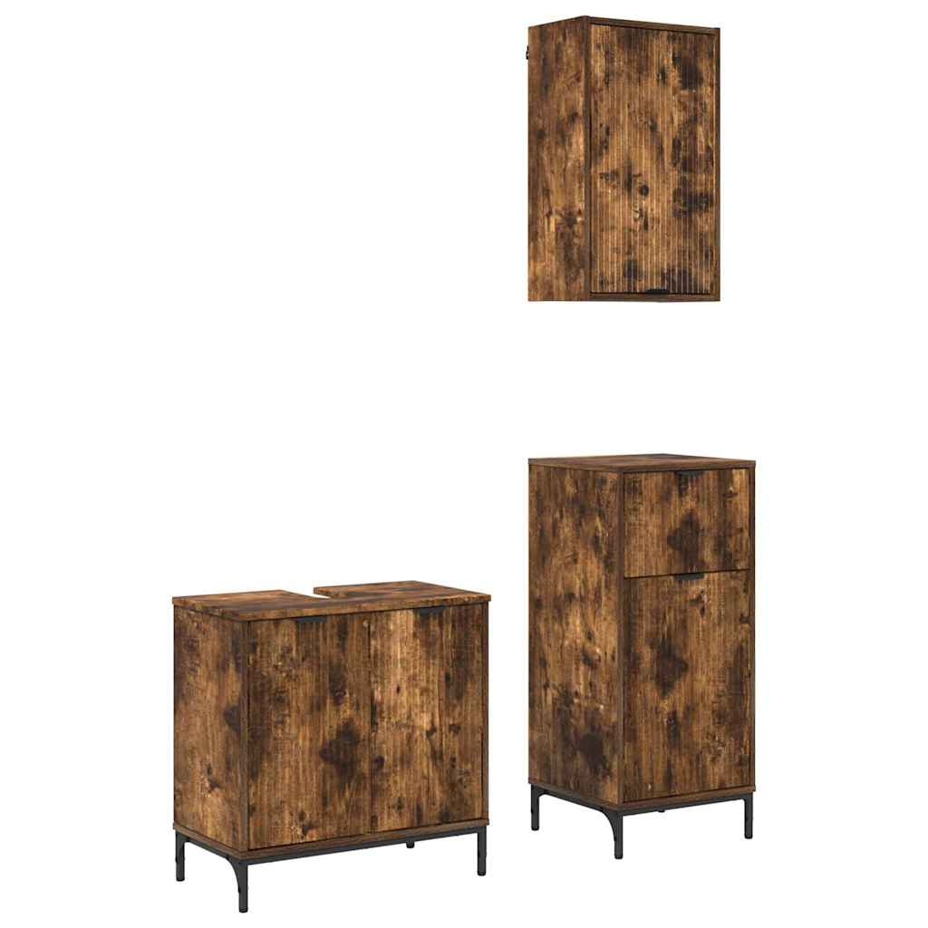 Kylpyhuonekalustesetti ovella 3 pcs Savutammi 39.5 x 36 x 88 cm