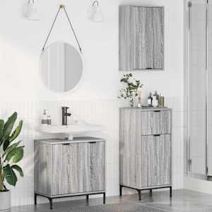 Komplet pohištva za kopalnico 3 pcs Siva sonoma Konstruiran les