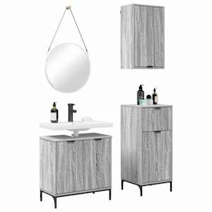 Sada koupelnového nábytku 3 pcs Šedá sonoma Kompozitní dřevo - obrázek 3