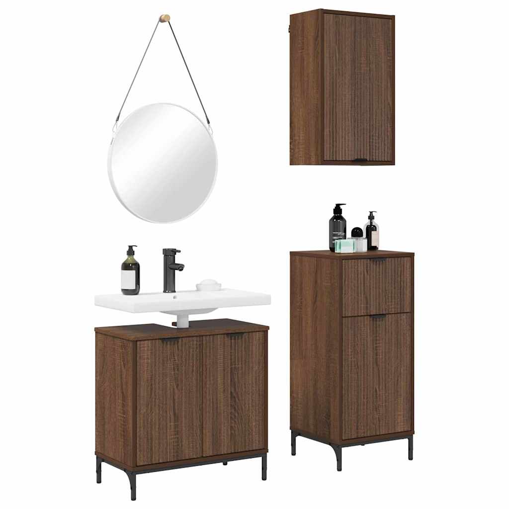 vidaXL Badkamermeubelset 3 pcs bruin eikenkleur 39.5 x 36 x 88 cm