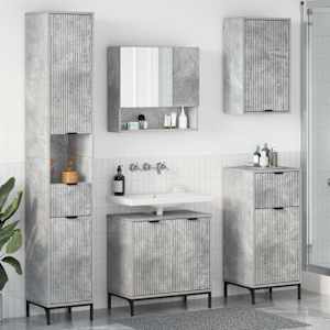 Komplet pohištva za kopalnico s predalom z vrati Betonsko siva