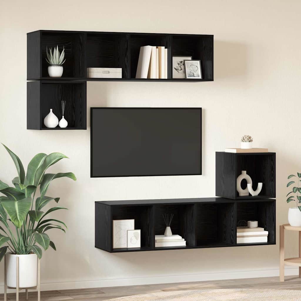 Telerikapi komplekt 4 pcs Must tamm 37 x 37 x 142.5 cm
