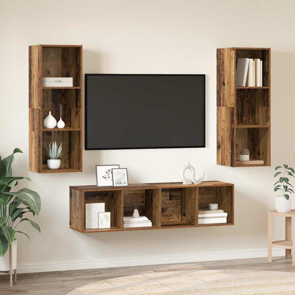 TV kapi komplekt 3 pcs Vana puit 37 x 37 x 142.5 cm Tehispuit