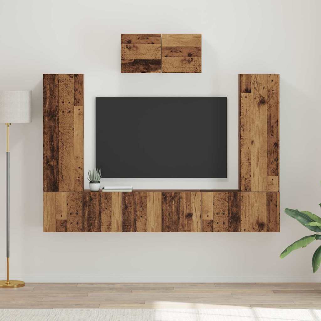 TV-Schrank-Set 7 pcs Altes Holz 180 x 30 x 120 cm Holzwerkstoff