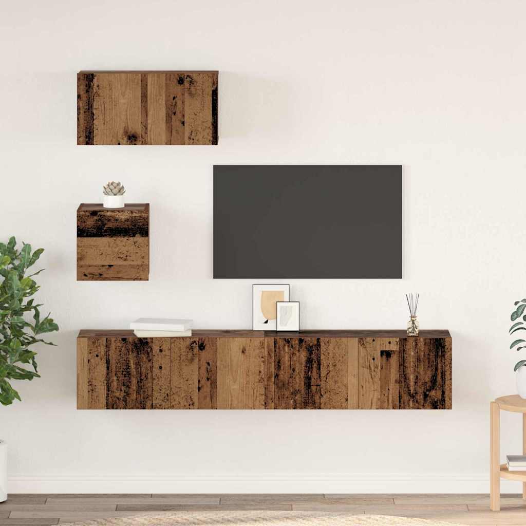 Wand TV Schrank 4 pcs Altes Holz 30,5 x 30 x 30 cm Mittel