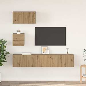 Sestava TV skříněk 3 pcs Artisanový dub kompozitní dřevo - obrázek 1