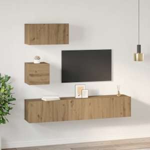 Sestava TV skříněk 3 pcs Artisanový dub kompozitní dřevo - obrázek 4