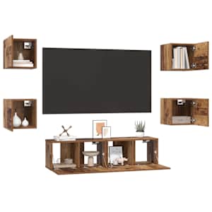 Sestava TV skříněk Nástěnný 6 pcs Staré dřevo kompozitní dřevo - obrázek 3