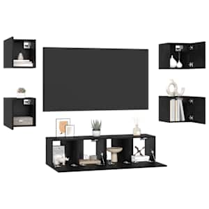 Sestava TV skříněk Nástěnný 6 pcs Černý dub kompozitní dřevo - obrázek 3