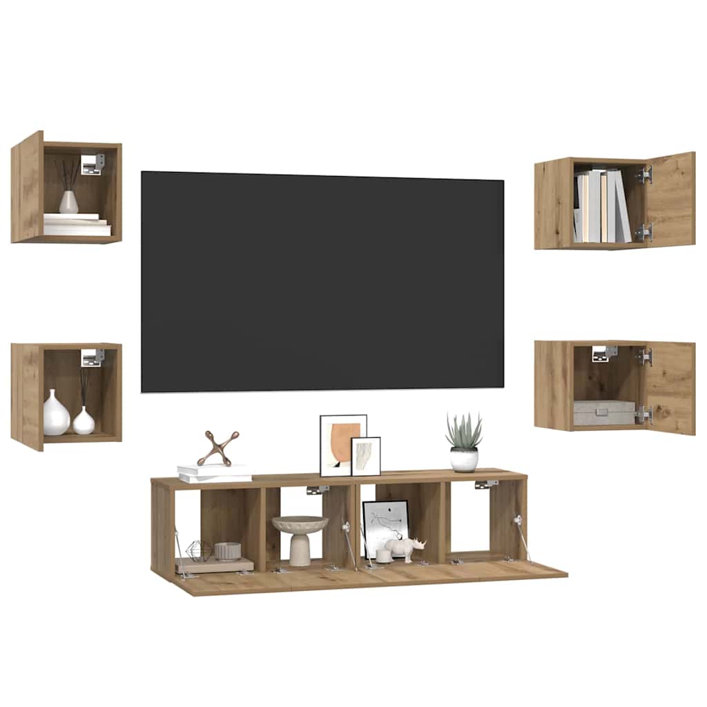 vidaXL Tv-meubelset 6 pcs artisanaal eikenkleurig 60 x 30 x 30 cm