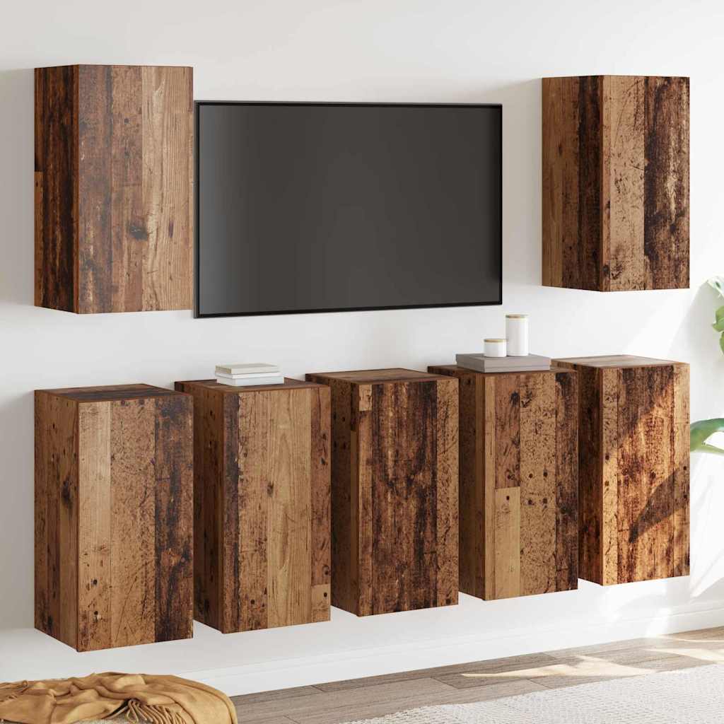 Telerikapi komplekt 7 pcs Vana puit 30.5 x 30 x 60 cm Tehispuit