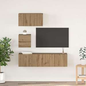 Sestava TV skříněk 4 pcs Artisanový dub Kompozitní dřevo - obrázek 1