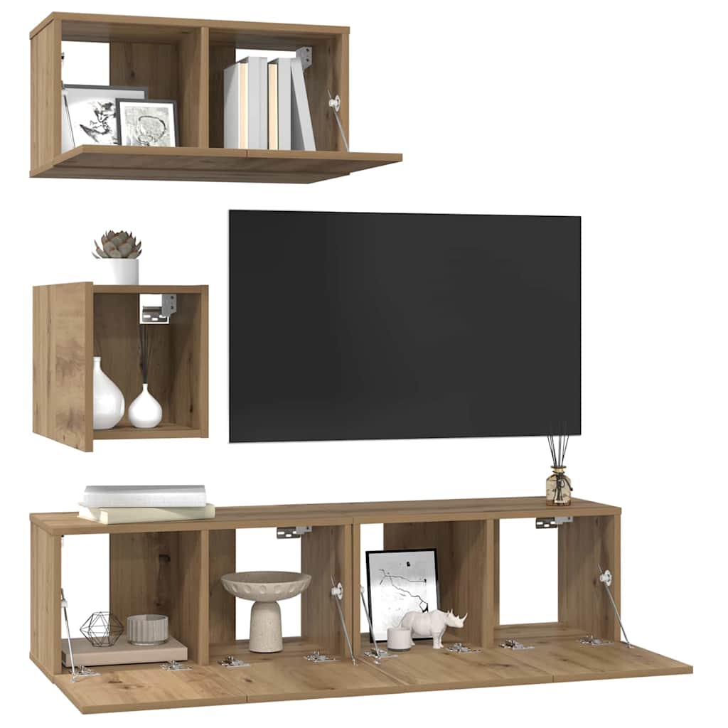 4x Muebles de TV Aglomerado Aparador Salón Mueble Multicolor Multitalle vidaXL - Imagen 117 de 136