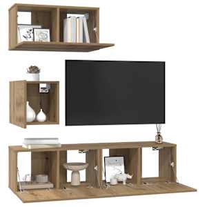 Sestava TV skříněk 4 pcs Artisanový dub Kompozitní dřevo - obrázek 3