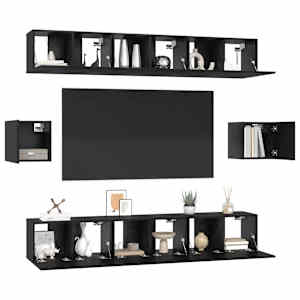 Sestava TV skříněk Nástěnný 8 pcs Černý dub kompozitní dřevo - obrázek 3