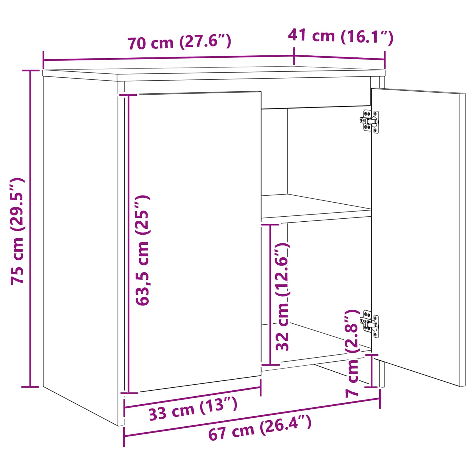 Servírovací skříň se zásuvkou 3 pcs Staré dřevo 70 x 41 x 75 cm - obrázek 14