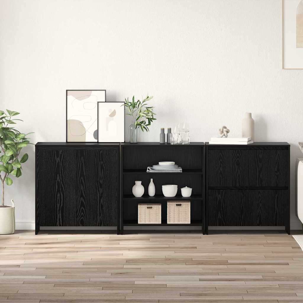 vidaXL Bufet 3 pcs Stejar negru 70 x 41 x 75 cm Lemn compozit