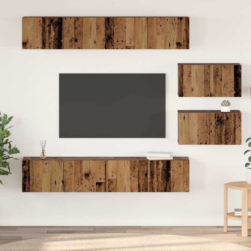 TV kapi komplekt riiuliga 6 pcs Vana puit Keskmine Tehispuit