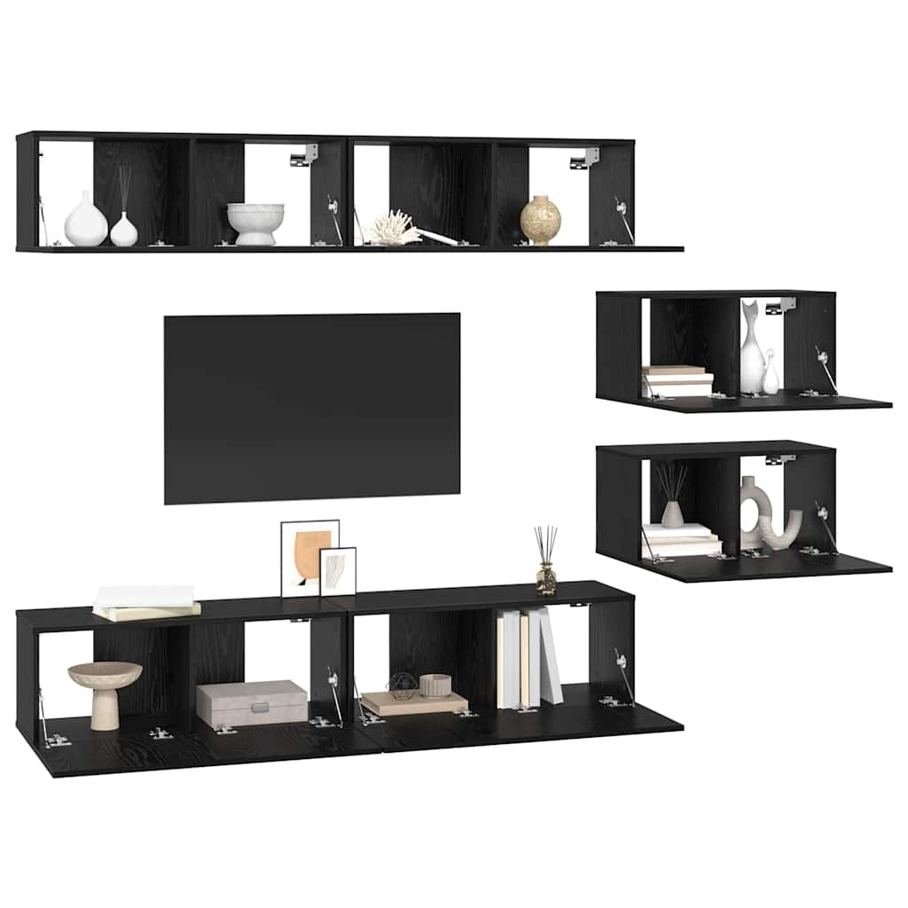 vidaXL Tv-meubelset 6 pcs Zwart Eiken 80 x 30 x 30.5 cm Small