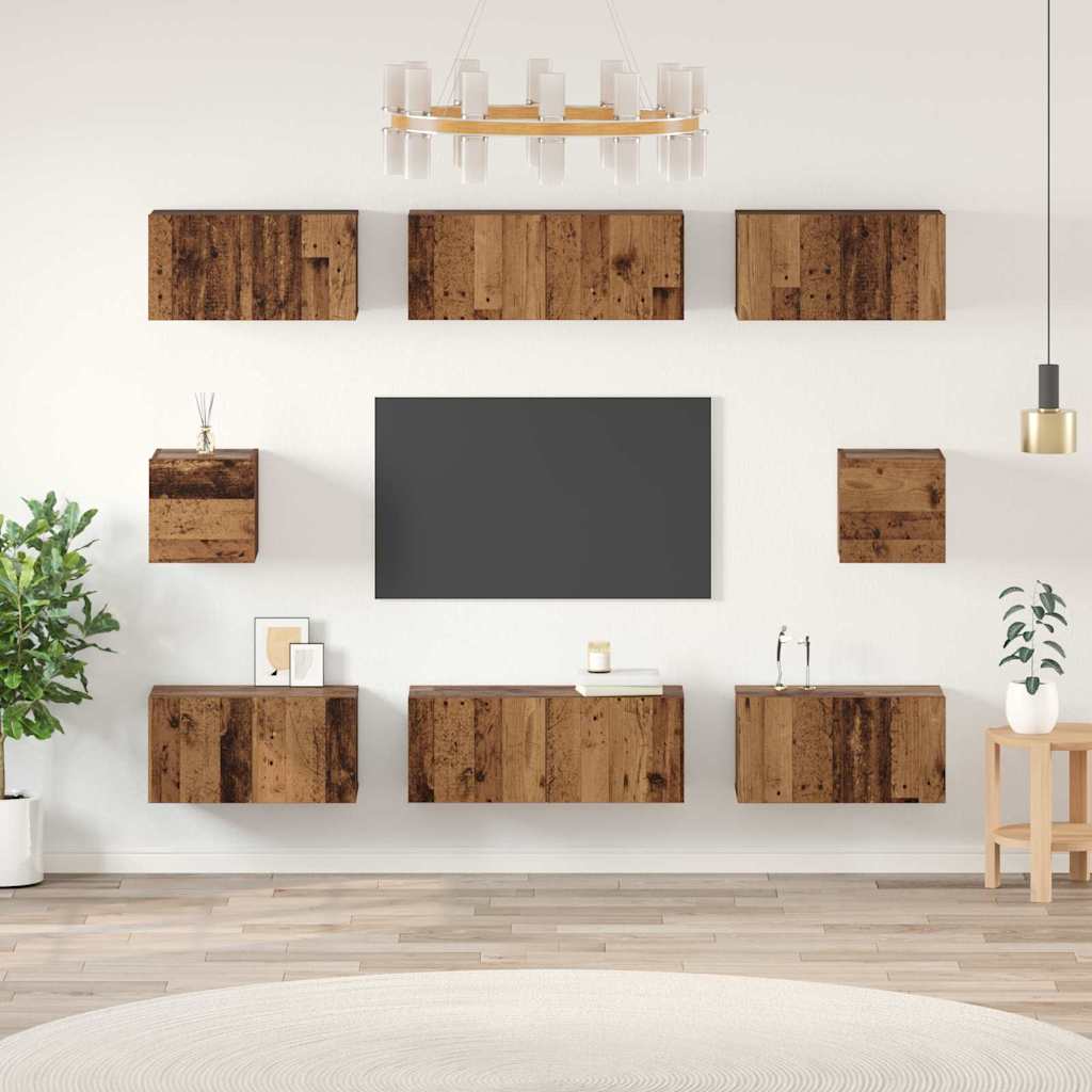vidaXL TV-Schrank Set mit Regal 8 pcs Altholz Mittel 30,5 x 30 x 30 cm