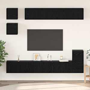 Sestava TV skříněk Nástěnný 8 pcs Černý dub kompozitní dřevo - obrázek 1
